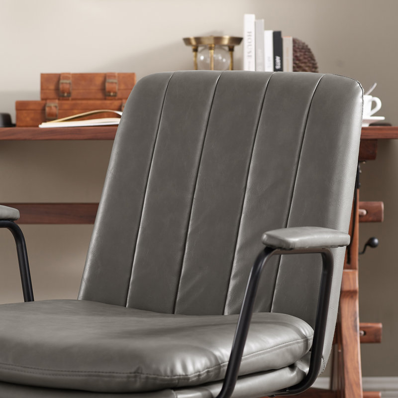 Chaise de bureau pivotante en similicuir Jadd, Gris