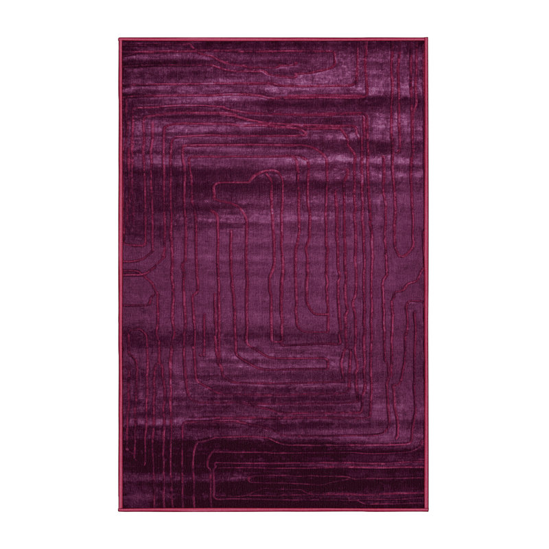 Machine Washable Abstract Purple Area Rug, Rectangle 3' x 5'