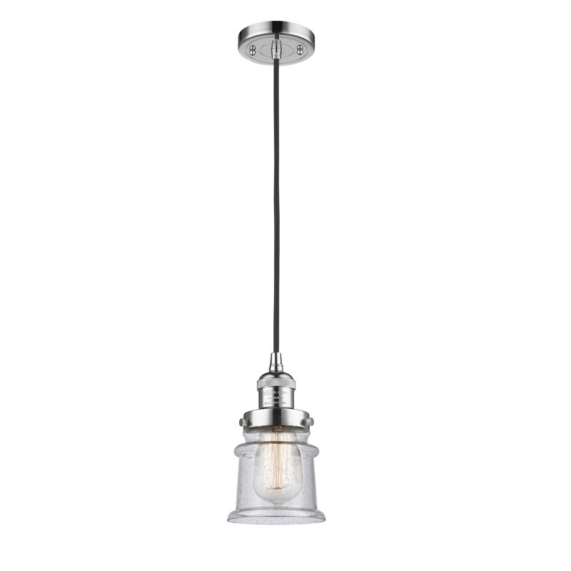 Luminaire suspendu en forme de cloche à 1 lumière Alexandira, Grainé, Ampoule non incluse, Chrome poli