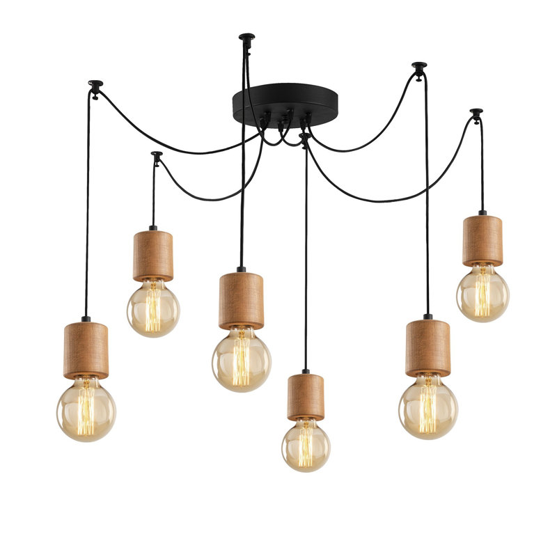 Luminaire suspendu grappe 6 lumières Heng, Noir