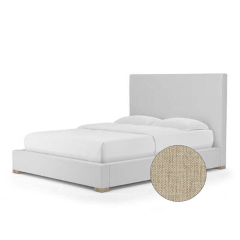 Sloan Upholstered Bed, California King, Pebble Weave Linen Haze, Natural