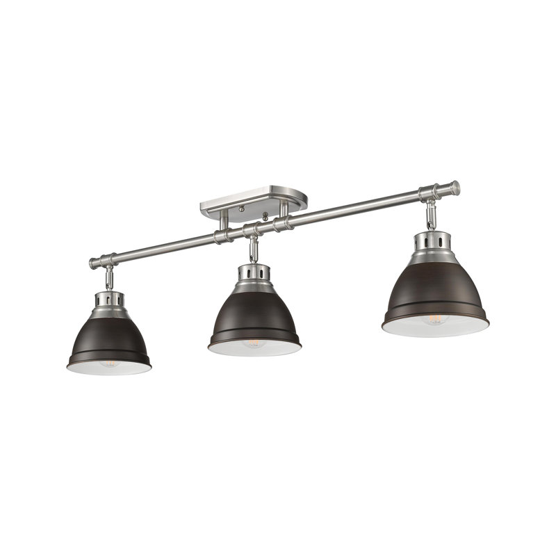 Bryannah 3-Light Semi-Flush - Track Light, Pewter, Rubbed Bronze