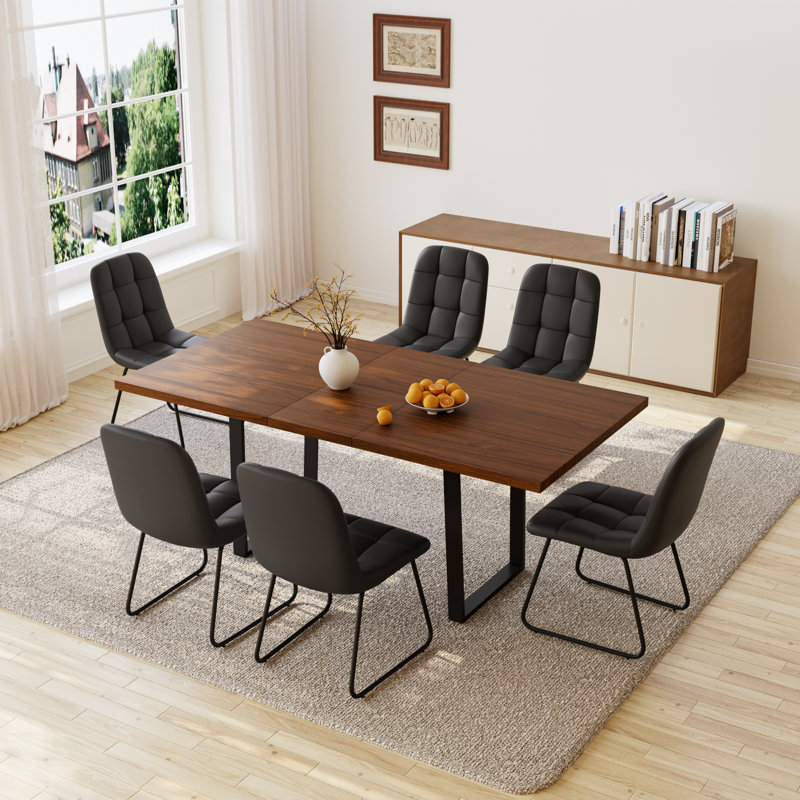 6 - Person Drop Leaf Dining Set, Black