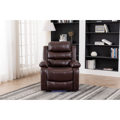 Adele 34.2" Wide Breathable Leather Manual Recliner Chair