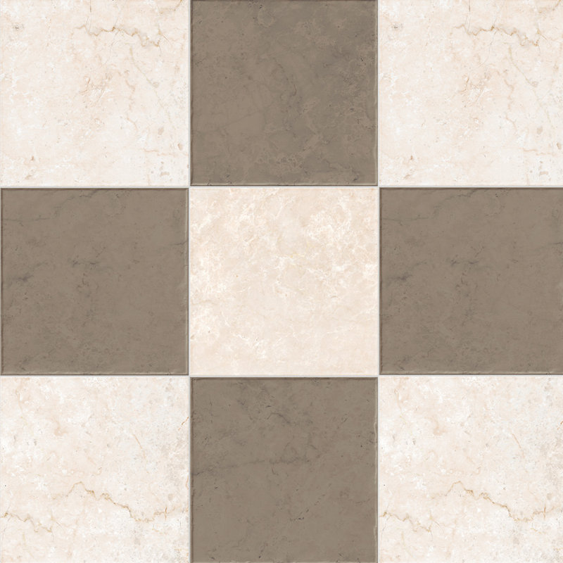 Tavari Checkerboard 10X10 Botticino And Bronze, Brown/Beige