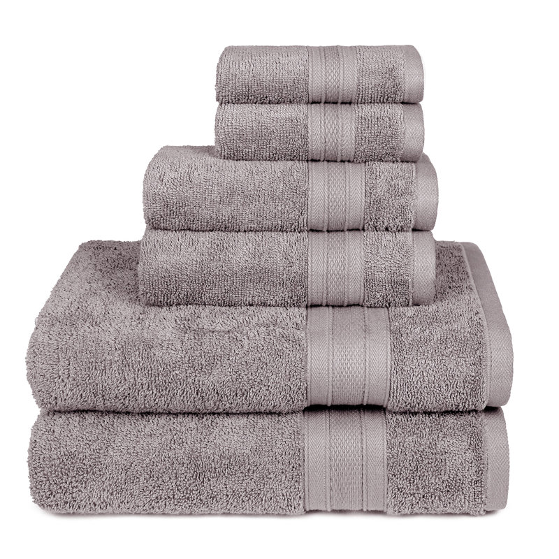 6 Piece Bath Towel Set 100% Cotton, Soft and Absorbent, Charcoal Gray, Charcoal