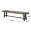 Banc de patio extérieur en bois d'acacia, gris / métal rustique