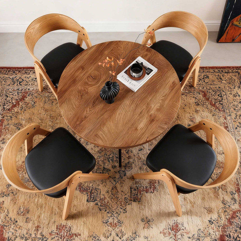 Contour 5 - Piece Dining Set, 5 Pieces: Table, 4 Chairs, Yellow/Black
