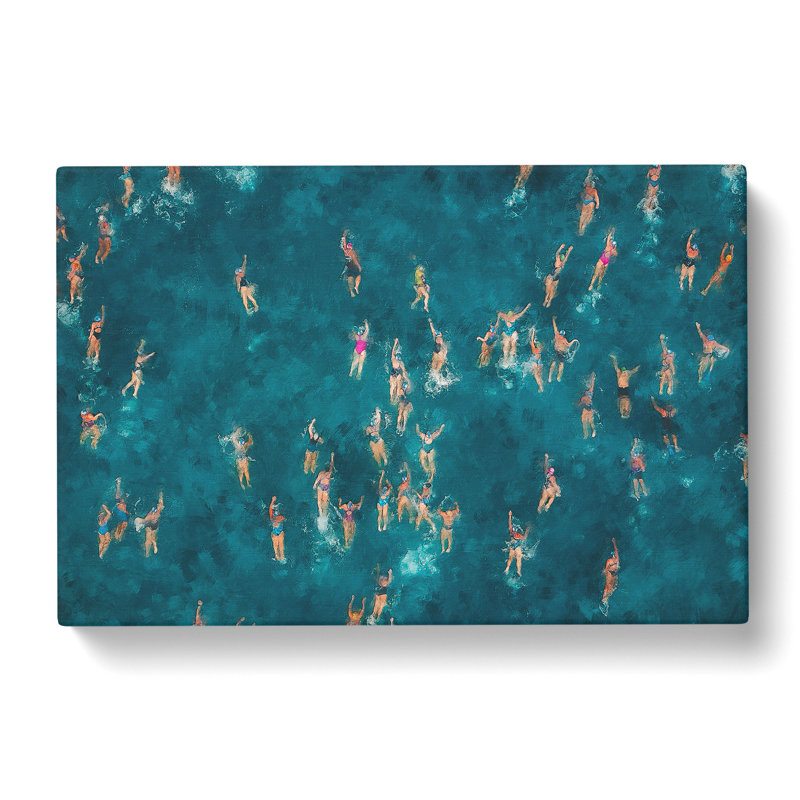 Swimmers Swimming - Wrapped Canvas Painting, 60cm H x 91cm W x 3cm D