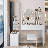 Full Body Mirror Cabinet + Round Mirror LED Vanity Table + Cushioned Stool, 17" diameter LED Mirror, Touch Control, 3-color, Brightness adjustable, Large Desktop, Multi-layer High Capacity Storage-1904773020