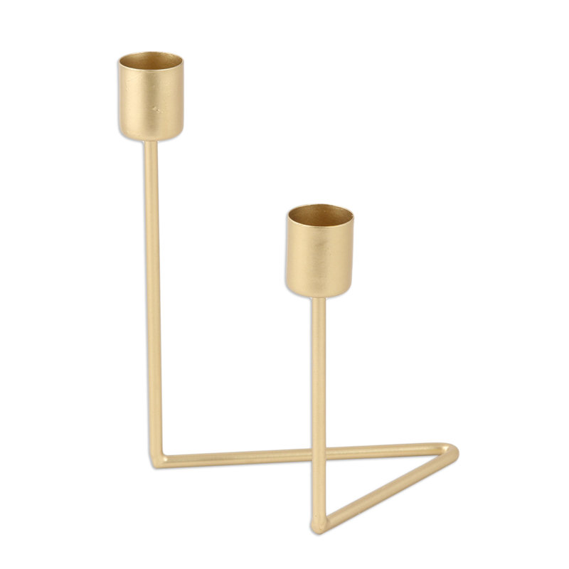 Handcrafted Gold Iron Dual Pillar Candle Holder