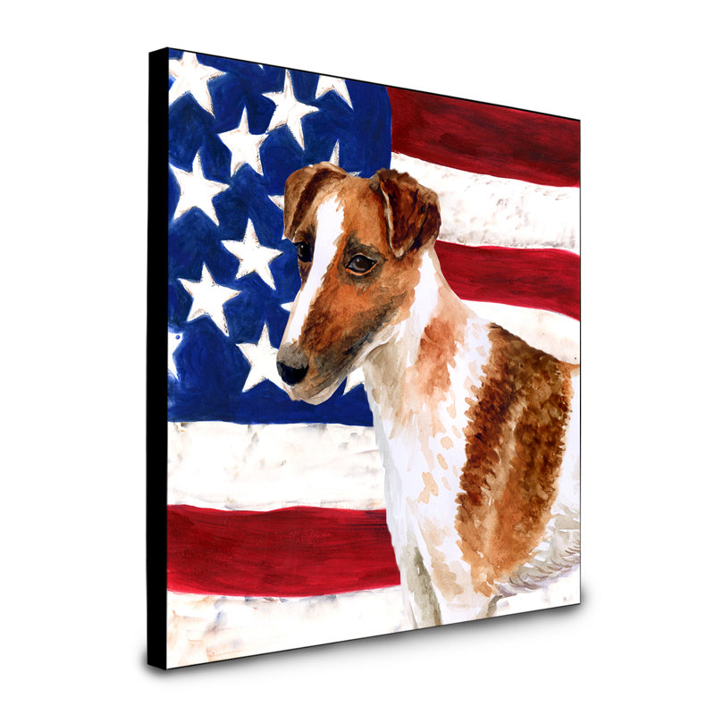 Panneau mural patriotique art Double Down, Fox terrier au poil lisse