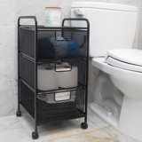 Mind Reader Rolling Storage Cart, Removable Drawers, Desk and Bathroom Organizer, Metal Mesh, 12.75"L x 13.25"W x 25"H