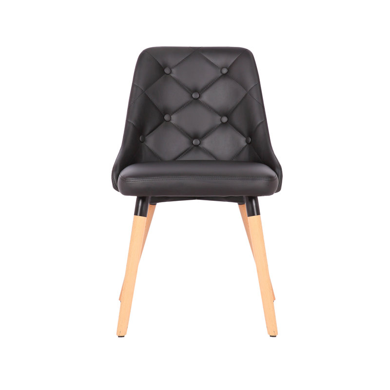Pollark 17.72'' H Tufted Polyurethane Upholstered Side Chair, Black