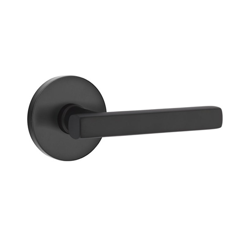 Freestone Flat Passage (Hall & Closet) Door Lever with Round Rosette, Right, Flat Black