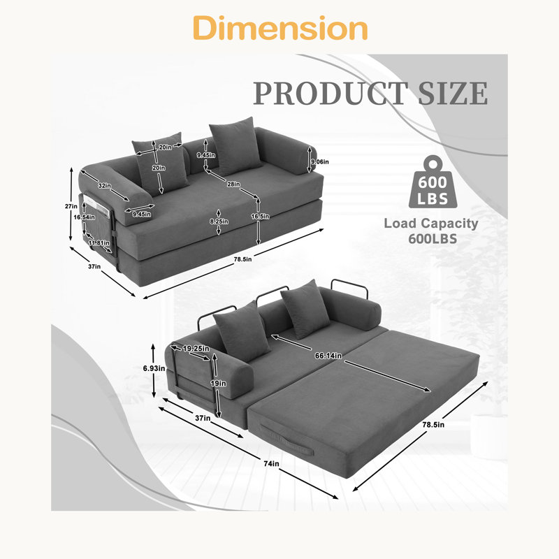 Canapé pliable et compressible, doté d'une structure en métal robuste, vous permettant de créer librement un espace de loisirs personnalisé