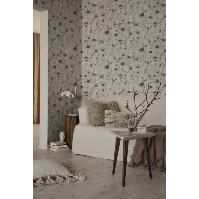 Jordnara Floral Wallpaper Roll, Indigo Blue