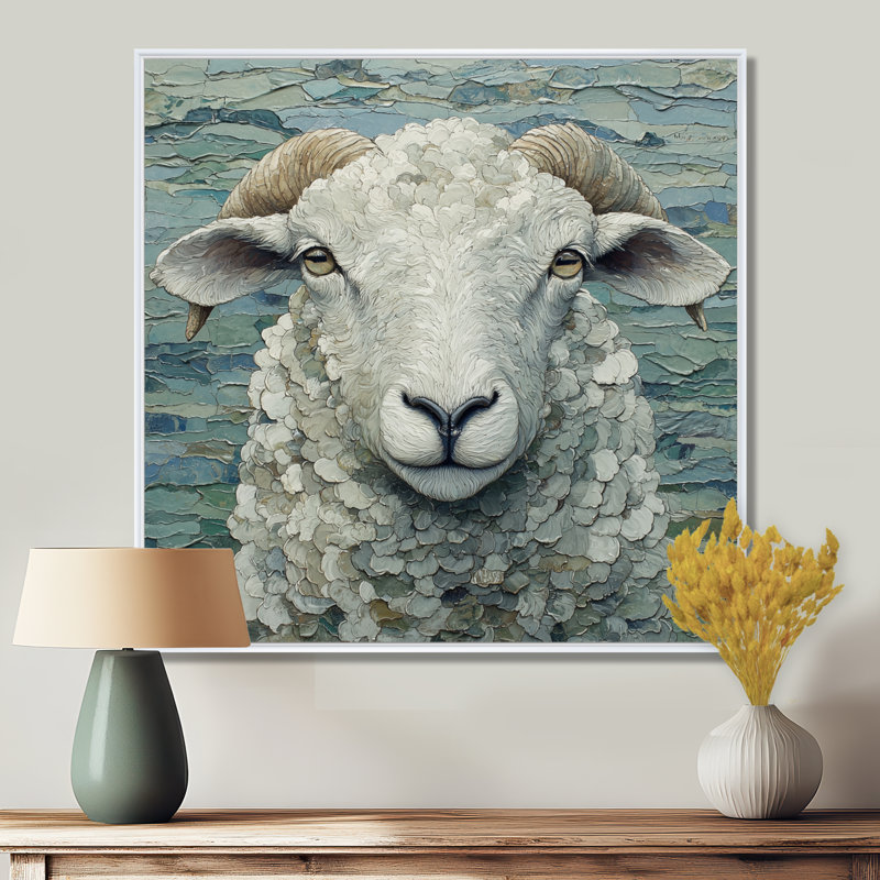 Portrait de mouton Drenna Ewes, Impression encadrée flottante, H 16 po x l 16 po, Blanc