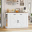 Buffet de ferme extensible l 47,2 po avec abattants et prises de courant | Chariot de service mobile et armoire de rangement-304055917