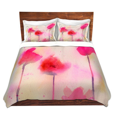DiaNoche Duvet Cover Sets Microfiber by Sheila Golden - Pink Poppy Dreams