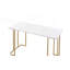 White & Gold Finish Writing Lagena with Spacious Work Surface and Elegant Design for Modern Home Offices.
