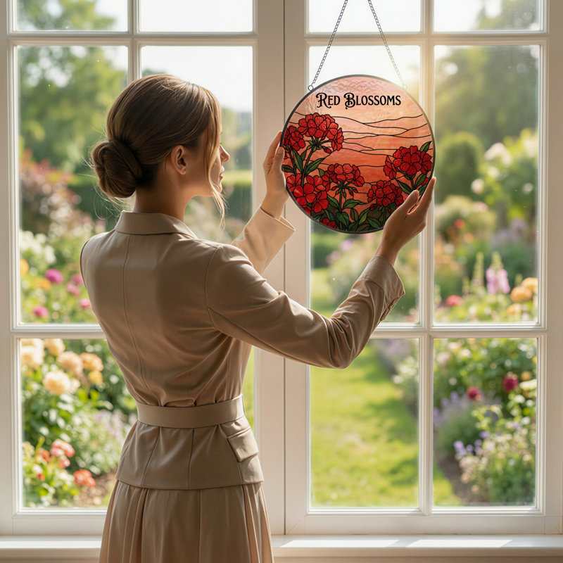 Vitrail de vitrail H 7,8 po, 7.8" H x 7.8" W