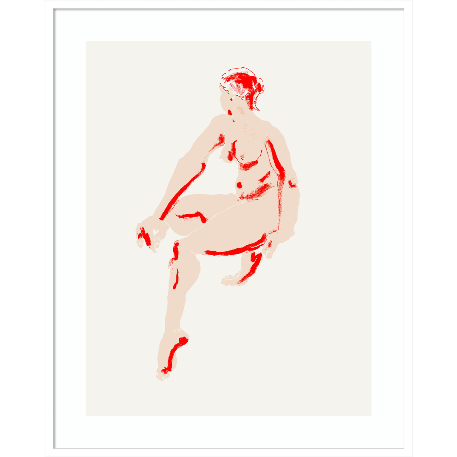 Henn "Naked Woman" Print, White, 41" H x 33" W
