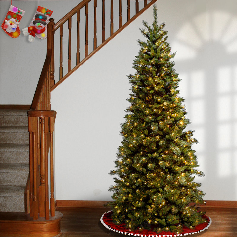 Tiffany Slim 10' Green Fir Artificial Christmas Tree with 800 Clear Lights with Stand, 6.5'