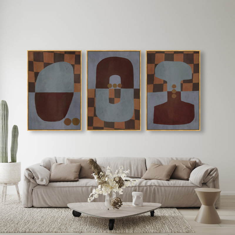 Checkered Dominos Set Set by Oliver Gal, 46" H x 31" W, Gold Floater Frame