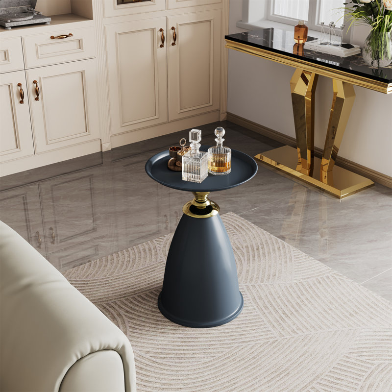 Table de bout en fer Luxury Design, table d'appoint ronde minimaliste pour petits espaces, Noir, noir, noir, noir