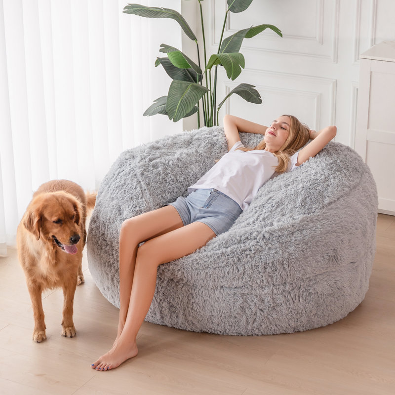 Fauteuil à billes en polyester, 47.2" H x 47.2" W x 27.6" D, Polyester gris