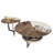 35.43''Modern Walnut Round Coffee Table Set – Nesting Tables with Hidden Storage,Full Assembly