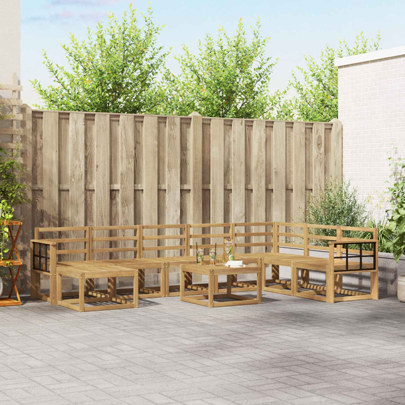  Outdoor Sofa Set 9 pcs Solid Acacia Wood Sectional Modular Furniture