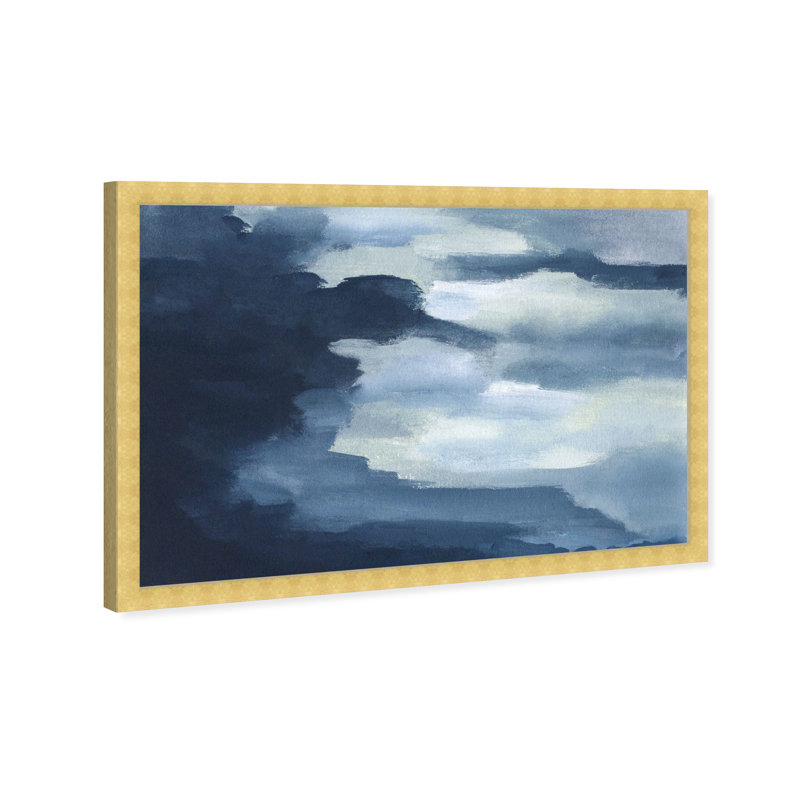 «Blue Pastels Abstract Shades» par Oliver Gal - impression encadrée, H 56 po x l 56 po, Cadre doré