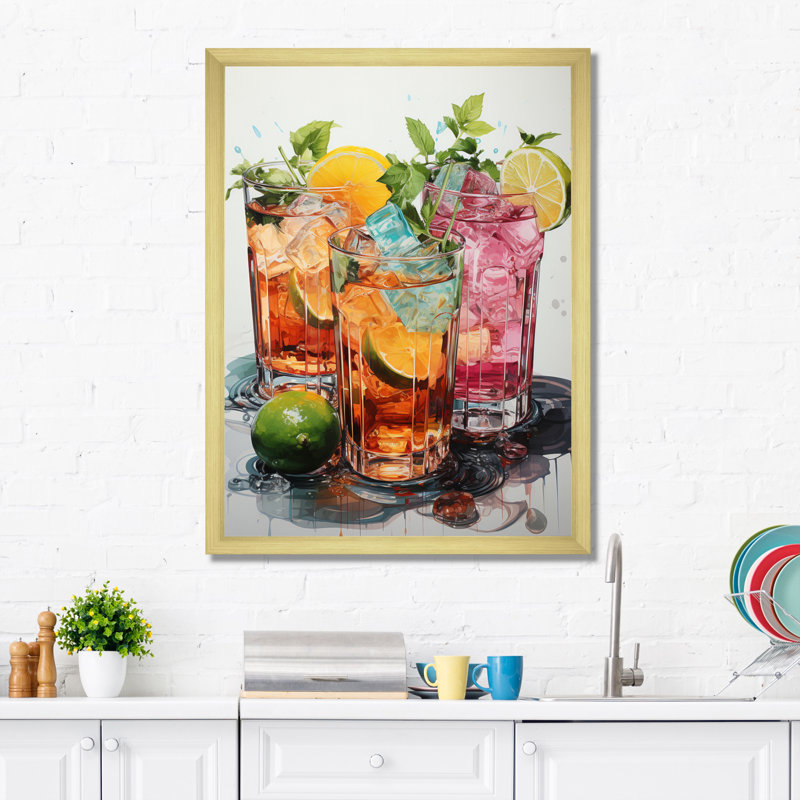 Hykeem Food Cocktail A Glamour I, H 20 po x l 12 po x P 1 po, Encadrement doré
