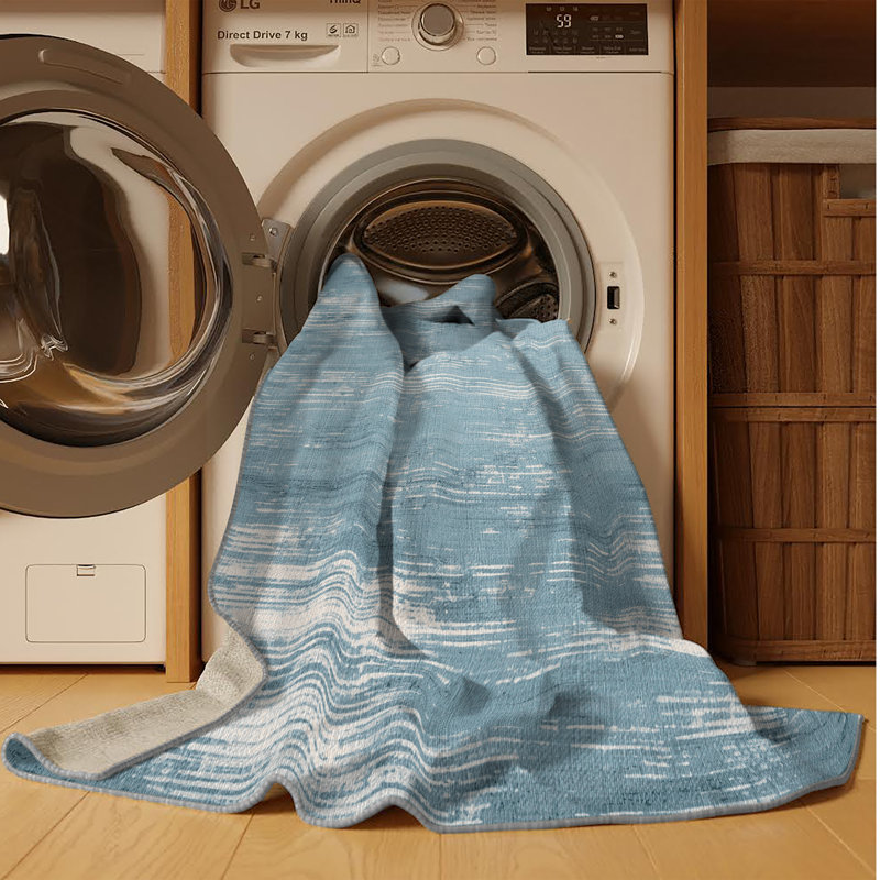 Machine Washable Abstract Gray Area Rug