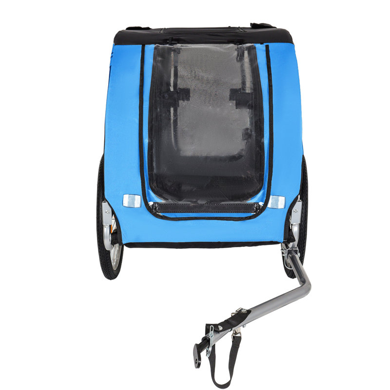 Grande remorque à vélo pliante pour chiens, Noir / Bleu