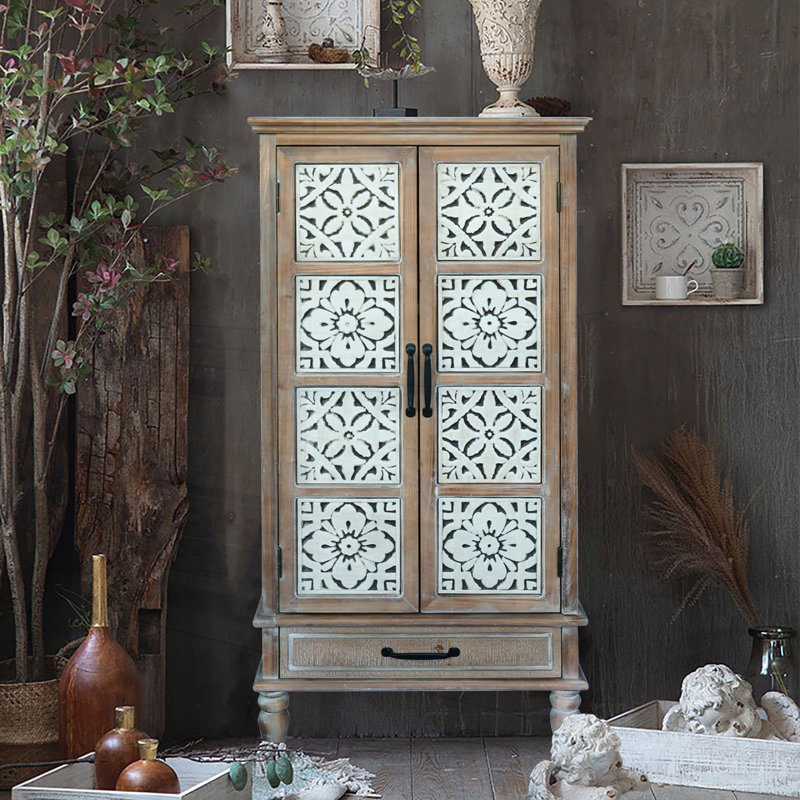Armoire de rangement haute tour - Buffet en bois rustique avec buffet polyvalent et caractéristiques d'organisation à la maison, idéal pour un décor chic et une utilisation efficace de l'espace.