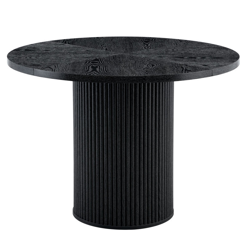 Table de salle à manger moderne avec rangement, table de cuisine de 42 pouces avec plateau en panneau de fibres à densité moyenne et piédestal cannelé en métal pour appartement