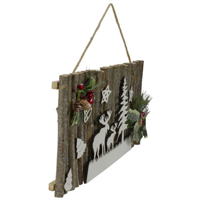 Décoration murale de Noël renne givré 15,75 po