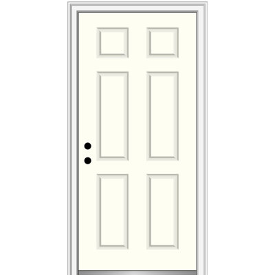 Porte extérieure simple en acier à 6 panneaux peints