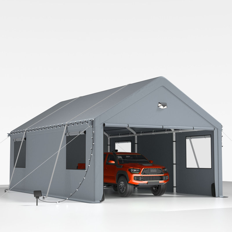 12 ft. W x 20 ft. D Heavy Duty Carport Canopy, Extra Large Portable Car Tent Garage with Roll-up Windows and All-Season Tarp Cover