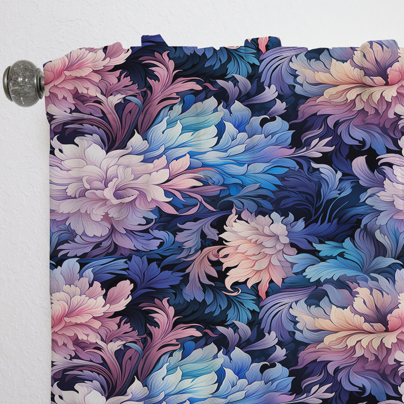 Celestial Blue Damask Mirage II - Rideau damassé - Rideau damas obscurcissant - 1 panneaux, L 52 po x L 108 po