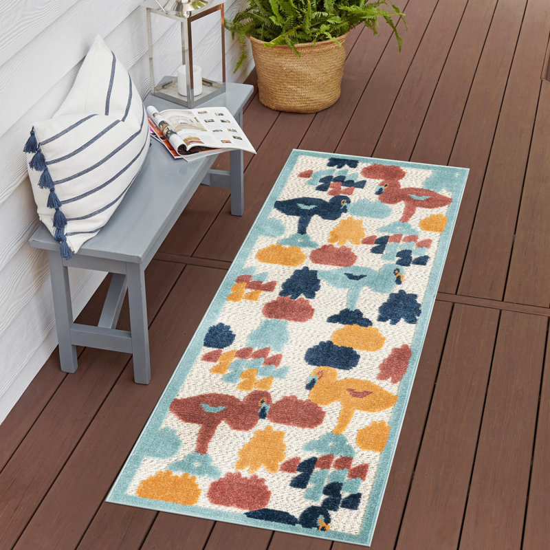 Medway Indoor/Outdoor Rug White, Runner 2' x 10'