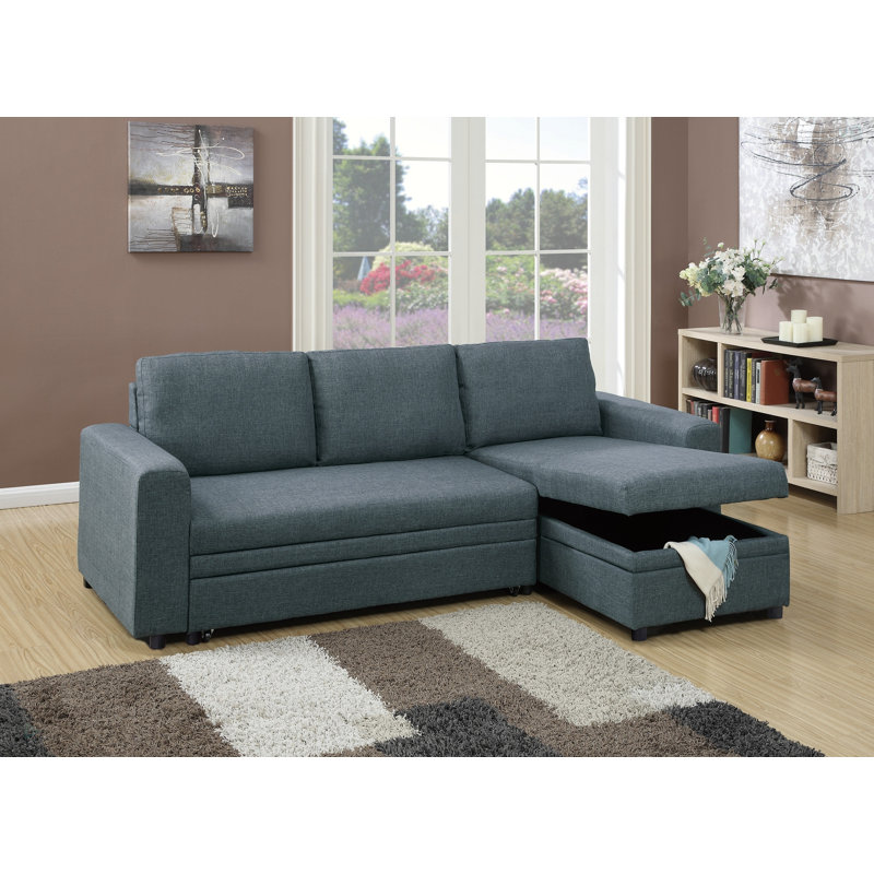 Canapé-lit modulaire convertible avec canapé-lit et canapé-lit modulaire réversible, Polyfibre bleu gris