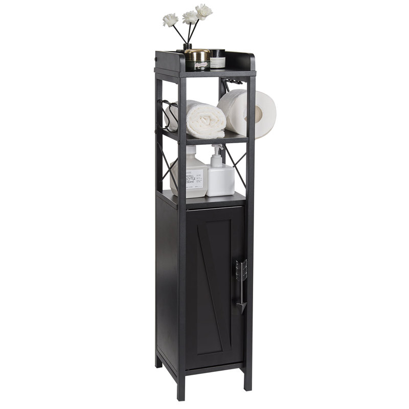 Haslom Freestanding Linen Cabinet, Black