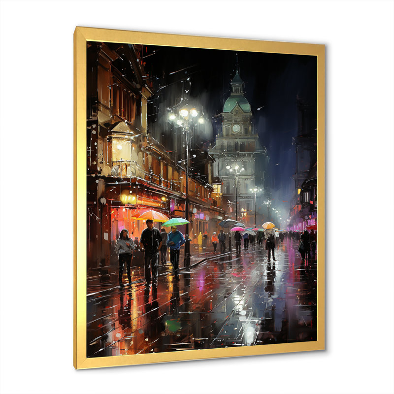 Art urbain jaune, art urbain de Broadway, H 44 po x l 34 po x P 1,5 po, Cadre doré simple