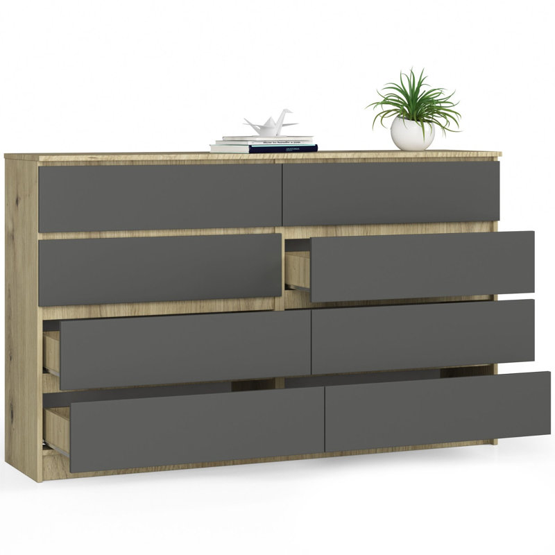 Helbon 8 - Drawer Chest of Drawers, Artisan oak/Graphite Grey