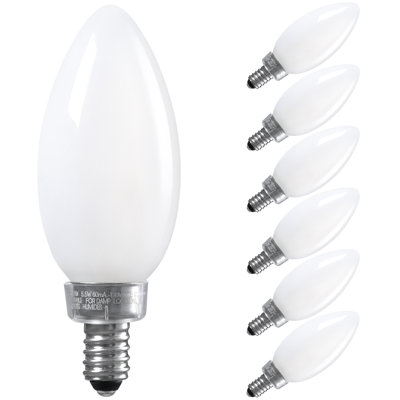 5.5W (60W Eqv.) C11 LED Candelabra Bulb, Dimmable LED Filament Candle Bulb, 550lm, 2700K Milky White Chandelier Light Bulbs, E12 Base