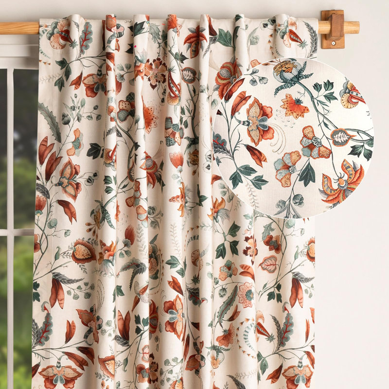 Maison d' Hermine Curtains for Living Room 100% Cotton 84 inch Length One Panel Light Filtering Curtains for Windows with Rod and Loop Pockets Valentines Day Gifts (Dalida - Beige, 50"W x 84"L)